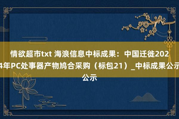 情欲超市txt 海浪信息中标成果：中国迁徙2024年PC处事器产物鸠合采购（标包21）_中标成果公示