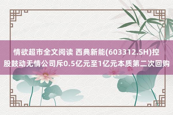 情欲超市全文阅读 西典新能(603312.SH)控股鼓动无情公司斥0.5亿元至1亿元本质第二次回购