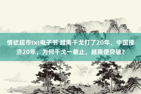 情欲超市txt电子书 越南干戈打了20年，中国接济20年，为何干戈一截止，越南便突破？