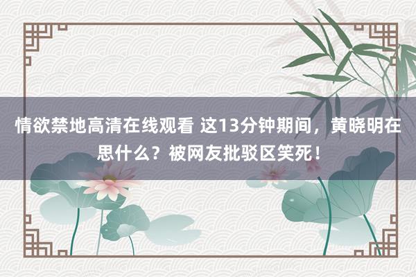 情欲禁地高清在线观看 这13分钟期间，黄晓明在思什么？被网友批驳区笑死！