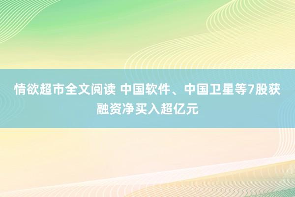 情欲超市全文阅读 中国软件、中国卫星等7股获融资净买入超亿元