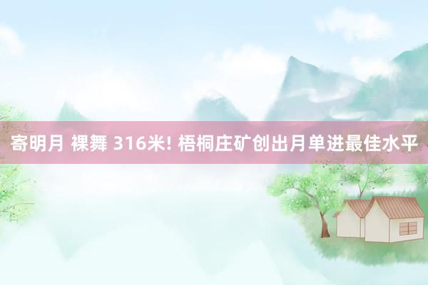 寄明月 裸舞 316米! 梧桐庄矿创出月单进最佳水平