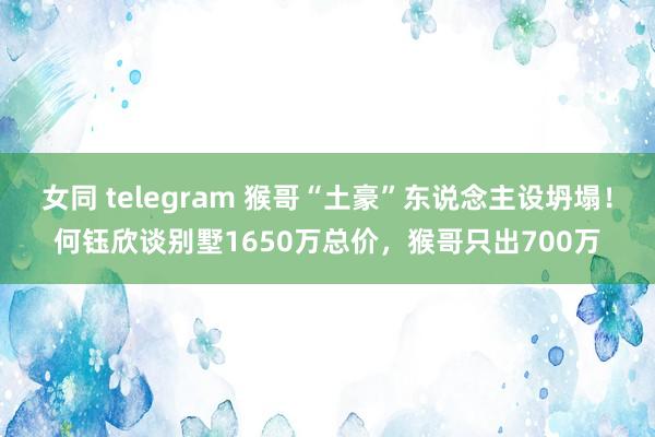 女同 telegram 猴哥“土豪”东说念主设坍塌！何钰欣谈别墅1650万总价，猴哥只出700万