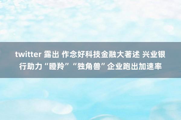 twitter 露出 作念好科技金融大著述 兴业银行助力“瞪羚”“独角兽”企业跑出加速率