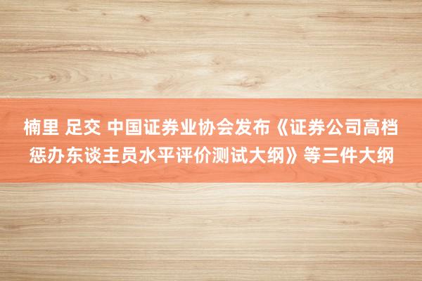 楠里 足交 中国证券业协会发布《证券公司高档惩办东谈主员水平评价测试大纲》等三件大纲