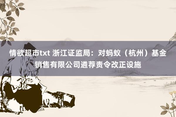 情欲超市txt 浙江证监局：对蚂蚁（杭州）基金销售有限公司遴荐责令改正设施