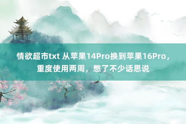 情欲超市txt 从苹果14Pro换到苹果16Pro，重度使用两周，憋了不少话思说