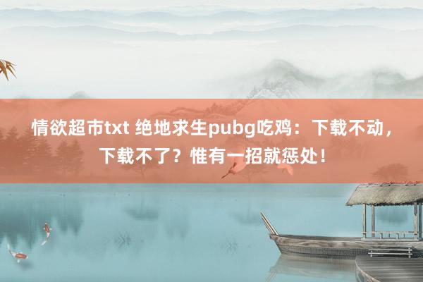 情欲超市txt 绝地求生pubg吃鸡：下载不动，下载不了？惟有一招就惩处！