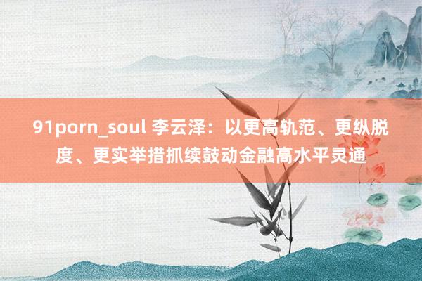 91porn_soul 李云泽：以更高轨范、更纵脱度、更实举措抓续鼓动金融高水平灵通