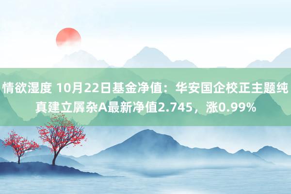 情欲湿度 10月22日基金净值：华安国企校正主题纯真建立羼杂A最新净值2.745，涨0.99%