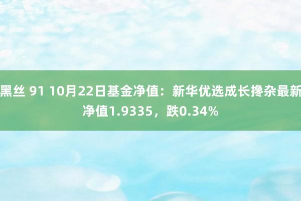 黑丝 91 10月22日基金净值：新华优选成长搀杂最新净值1.9335，跌0.34%