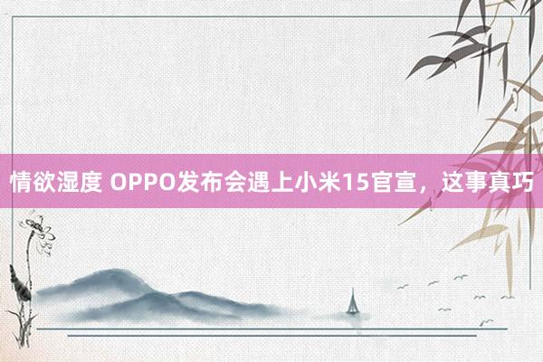 情欲湿度 OPPO发布会遇上小米15官宣，这事真巧