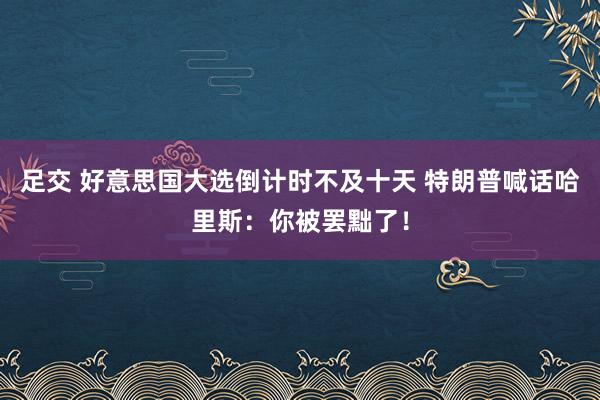 足交 好意思国大选倒计时不及十天 特朗普喊话哈里斯：你被罢黜了！