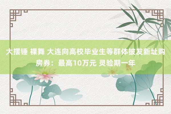 大摆锤 裸舞 大连向高校毕业生等群体披发新址购房券：最高10万元 灵验期一年