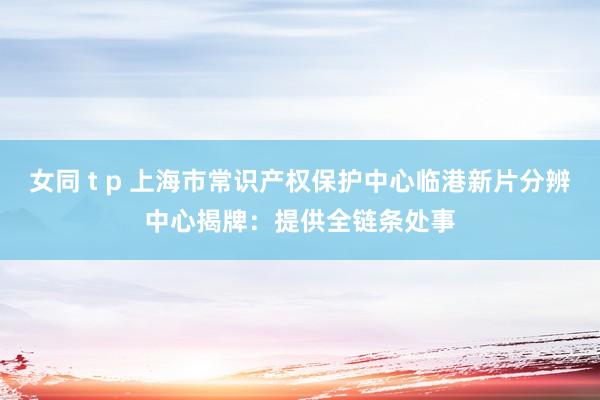 女同 t p 上海市常识产权保护中心临港新片分辨中心揭牌：提供全链条处事