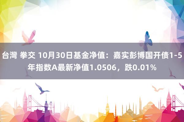 台灣 拳交 10月30日基金净值：嘉实彭博国开债1-5年指数A最新净值1.0506，跌0.01%