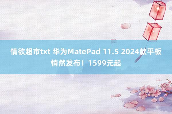 情欲超市txt 华为MatePad 11.5 2024款平板悄然发布！1599元起